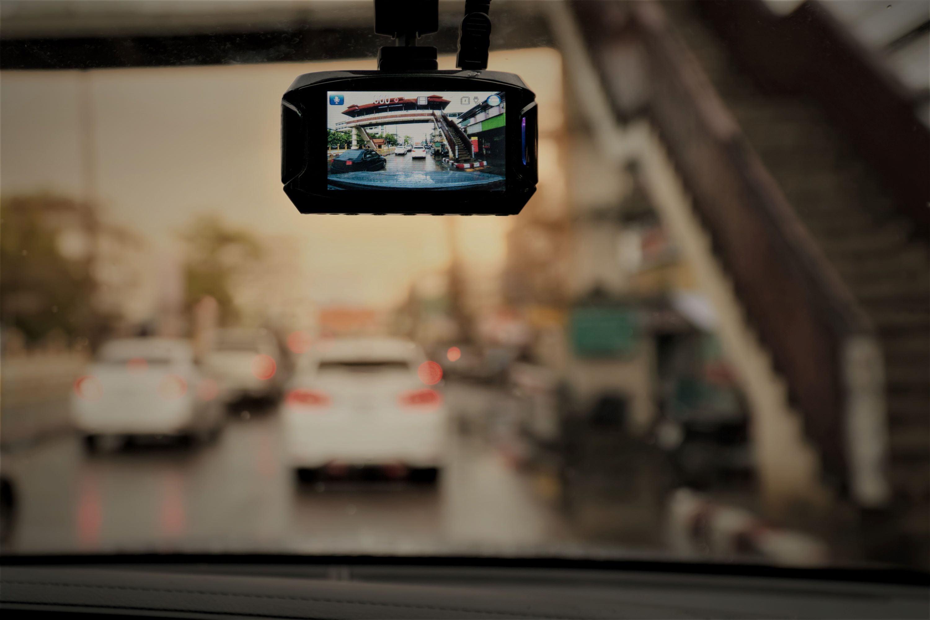 Car Windscreen View with Dashcam